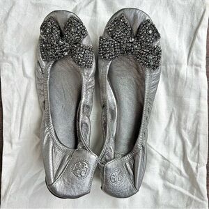 Tory Burch Eddie Crystal Bow Flats